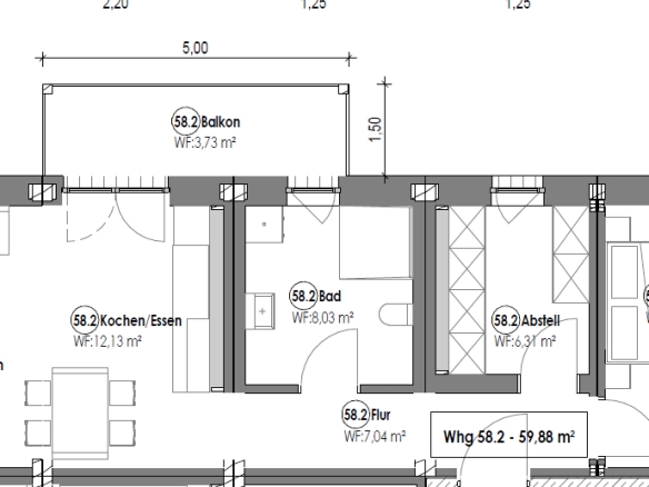 Grundriss Wohnung 58.2