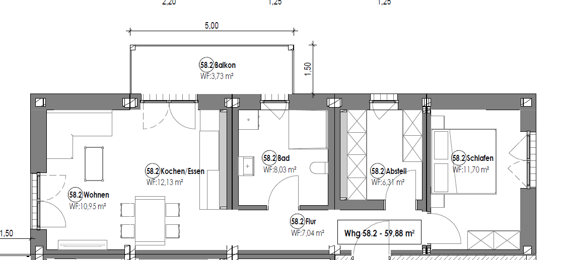 Grundriss Wohnung 58.2