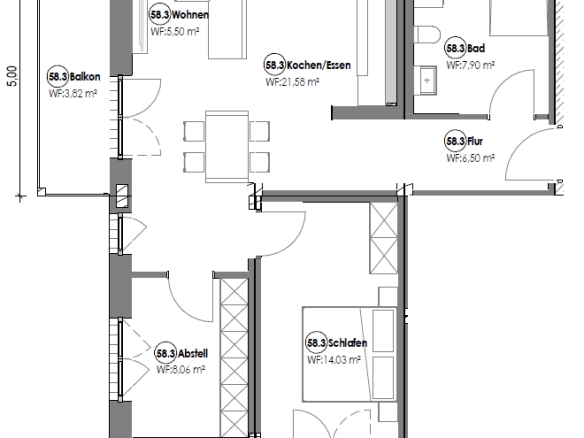 Grundriss Wohnung 58.3