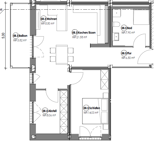Grundriss Wohnung 58.3