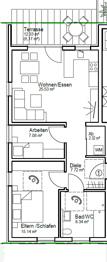 Grundrissplan Whg. 1